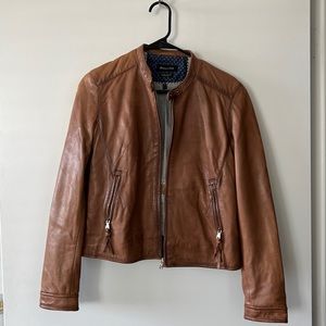 Massimo Dutti Brown Leather Jacket